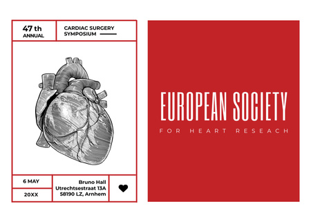 Cardiac Surgery with Heart Sketch Flyer 5x7in Horizontal Design Template