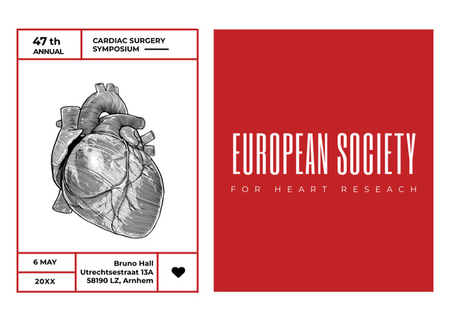 Cardiac Surgery with Heart Sketch Flyer 5x7in Horizontal Πρότυπο σχεδίασης