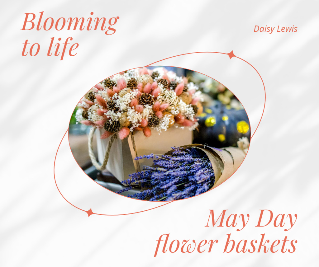 Platilla de diseño May Day Flower Baskets Offer Facebook