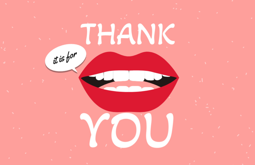 Female Lips with Red Lipstick Thank You Card 5.5x8.5in tervezősablon