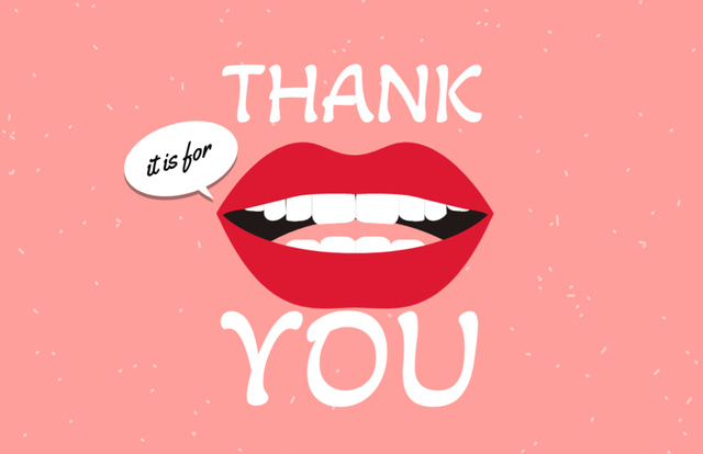 Ontwerpsjabloon van Thank You Card 5.5x8.5in van Female Lips with Red Lipstick