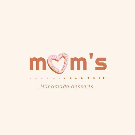 Template di design Handmade Desserts Ad with Heart Shaped Donut Logo