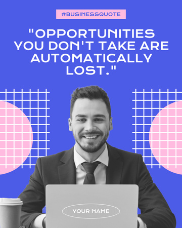 Motivational Business Quote with Young Businessman Instagram Post Vertical Tasarım Şablonu