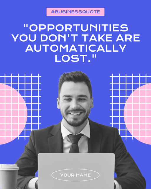 Motivational Business Quote with Young Businessman Instagram Post Vertical Šablona návrhu