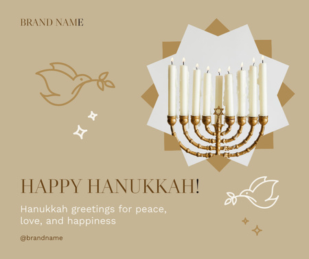 Hanukkah Festival Greeting with Menorah Facebook Design Template