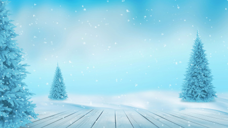 Designvorlage Winterlandschaft mit wunderschönen Tannenbäumen für Zoom Background