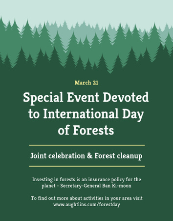 International Day of Forests Event Announcement in Green Poster 22x28in Design Template