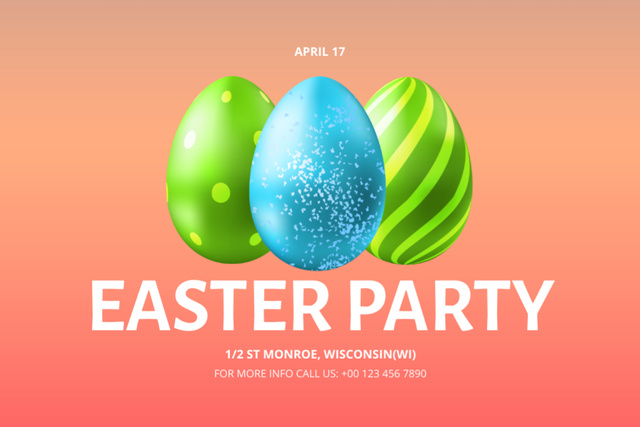 Easter Party Minimalist Announcement Flyer 4x6in Horizontal Tasarım Şablonu