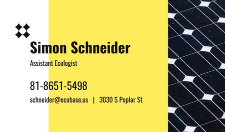 Designvorlage Ecologist Services Ad with Solar Panel Surface für Business card
