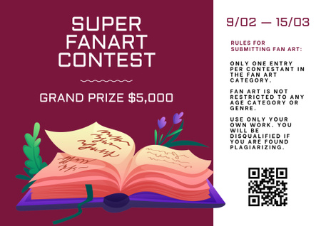 Fan Art Contest Announcement Poster B2 Horizontal Πρότυπο σχεδίασης