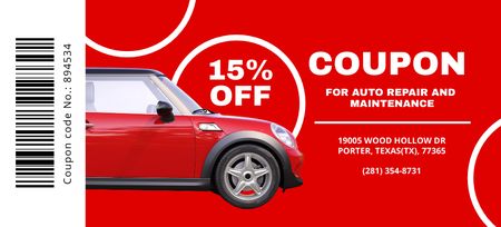 Discount on Auto Service and Maintenance Coupon 3.75x8.25in Design Template