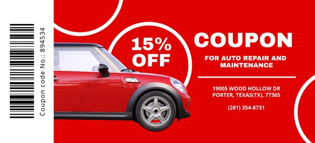 Discount on Professional Auto Service Coupon 3.75x8.25inデザインテンプレート
