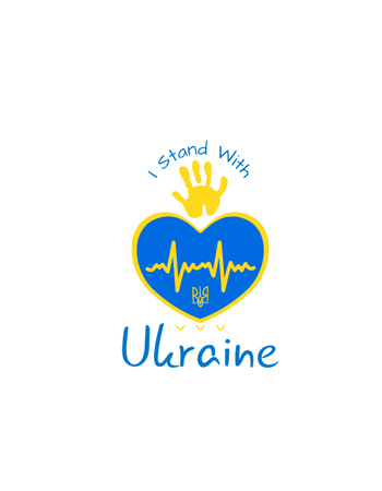 Kalbinde Ukrayna ile T-Shirt Tasarım Şablonu