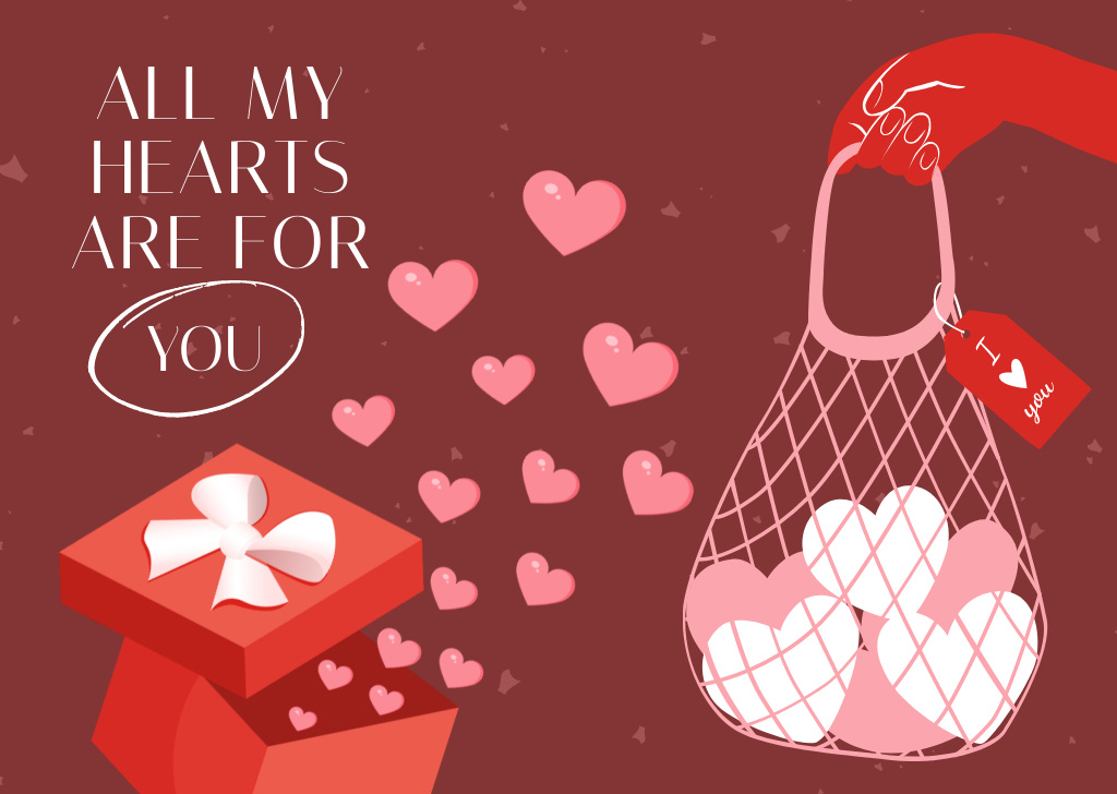 Exuberant Valentine's Celebrations with Hearts In Present Card Design Template