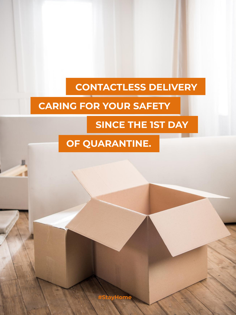 Plantilla de diseño de Contactless Delivery Services offer with boxes Poster US 
