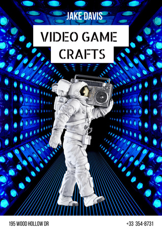 Template di design Astronaut holding Boombox Poster
