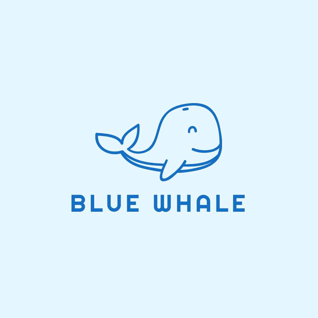 Blue Whale Illustration Logo 1080x1080px Tasarım Şablonu