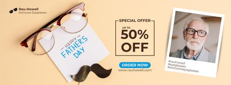 Platilla de diseño Eyeglasses Father's Day Promo for Facebook Cover 851x315 px Facebook cover