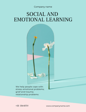 Social and Emotional Learning Course Announcement with Flowers Poster 8.5x11in Design Template