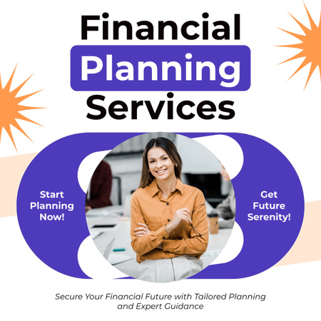 Modèle de visuel Services de planification financière avec un consultant amical - LinkedIn post