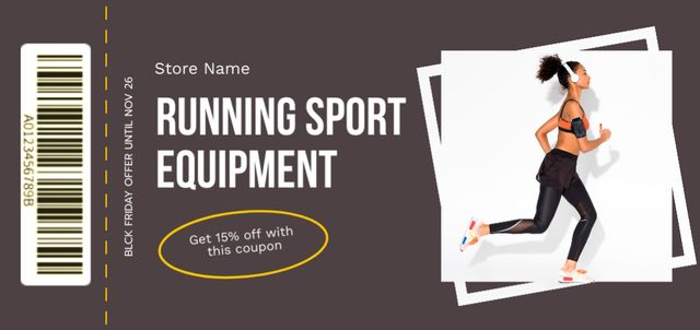 Ontwerpsjabloon van Coupon Din Large van Discount on Sports Equipment for Running