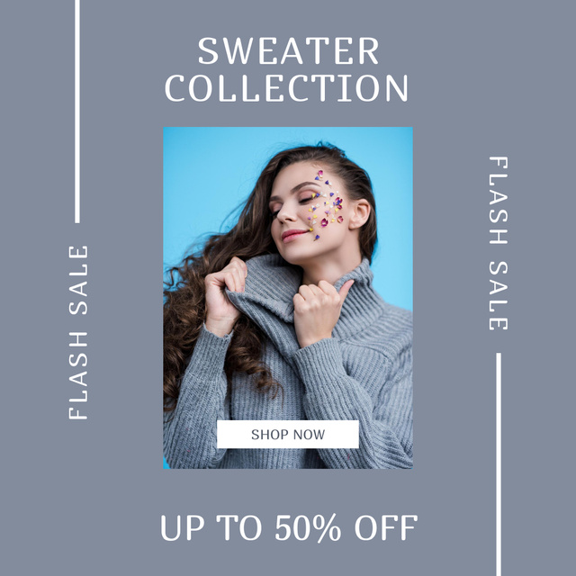 Sweater Collection At Half Price Flash Sale Instagram Design Template