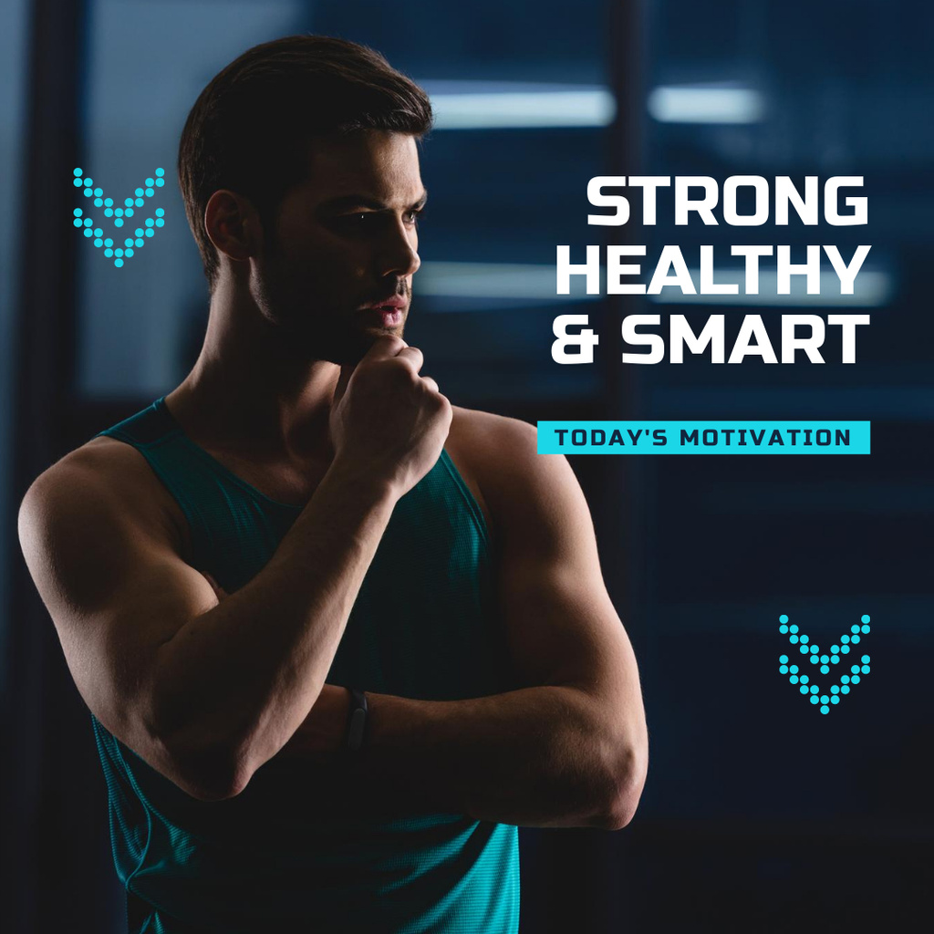 Gym Invitation with Strong Athletic Man Instagram Design Template
