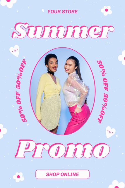 Plantilla de diseño de Multiracial Women on Summer Fashion Promo Pinterest 