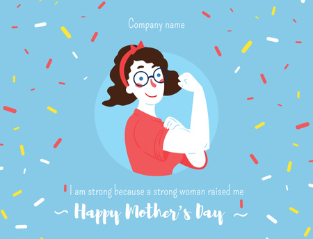 Happy Mother's Day Greeting With Cute Funny Illustration Postcard 4.2x5.5in Design Template