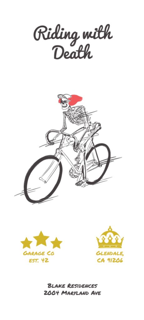 Cycling Event With Skeleton Riding Bike Invitation 9.5x21cm tervezősablon