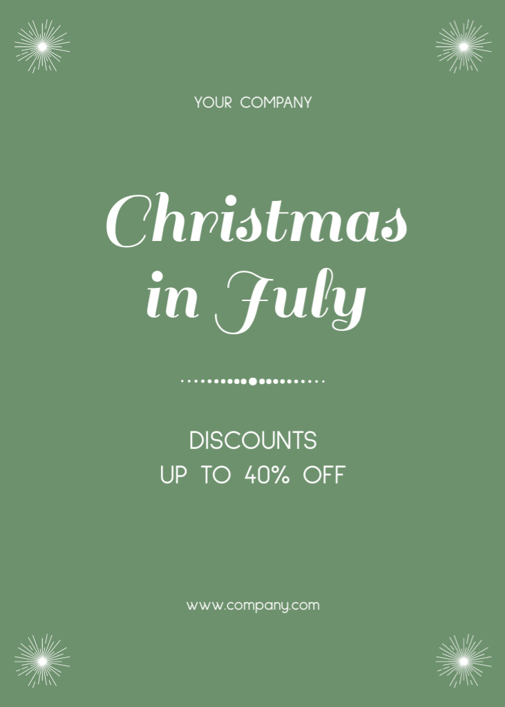 Designvorlage Exciting Christmas in July And Big Discounts Announcement für Postcard 5x7in Vertical