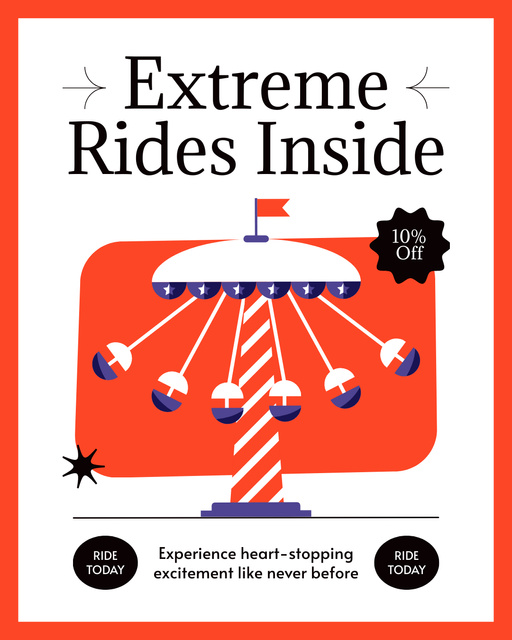 Plantilla de diseño de Extreme Rides Offer In Amusement Park At Reduced Price Instagram Post Vertical 