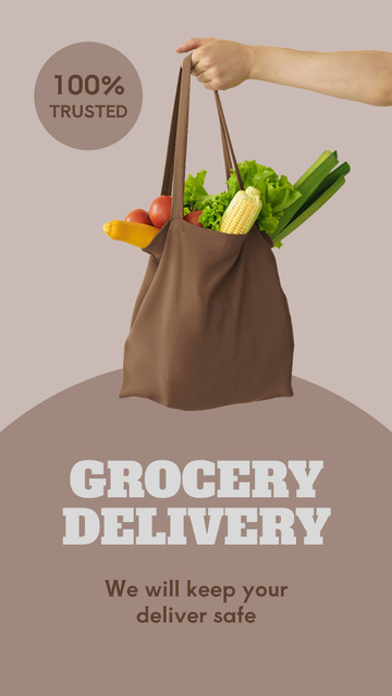 Grocery Delivery Service With Cotton Bag Instagram Story Tasarım Şablonu