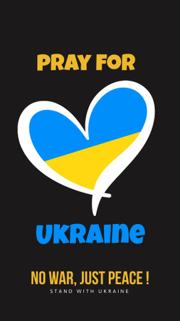 Appeal to Pray for Ukraine with Heart Instagram Story Design Template