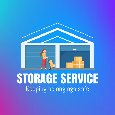 Ügyfélközpontú tárolási szolgáltatás promóciója szlogennel Animated Logo tervezősablon