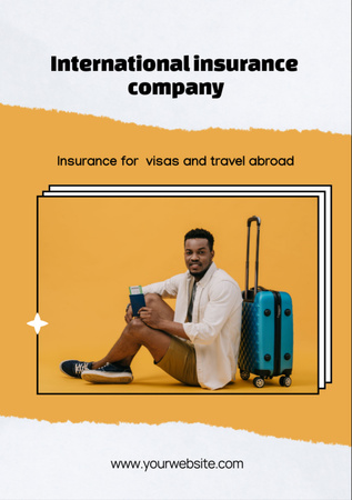 Advertisement for International Insurance Company with African American Traveling Flyer A7 Design Template