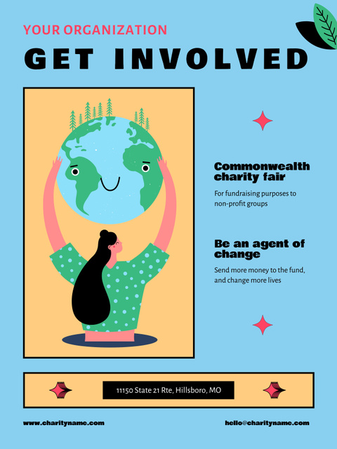 Modèle de visuel Charity Motivation with Woman holding Planet - Poster 36x48in