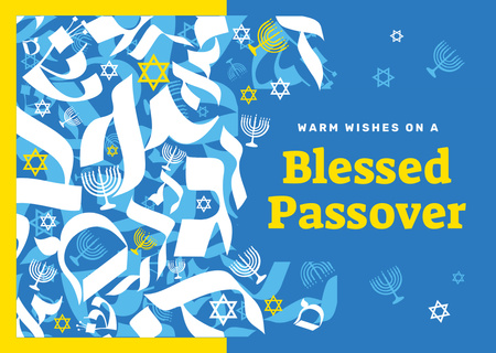 Passover holiday symbols Postcard Design Template