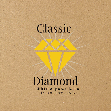 Jewelry Store Ad with Yellow Diamond Logo Design Template