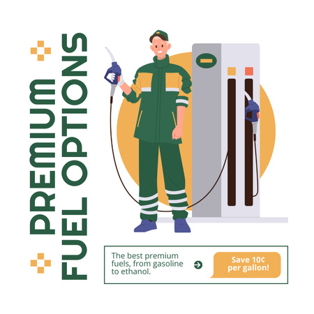 Platilla de diseño Premium Fuel Options at Gas Stations Instagram AD