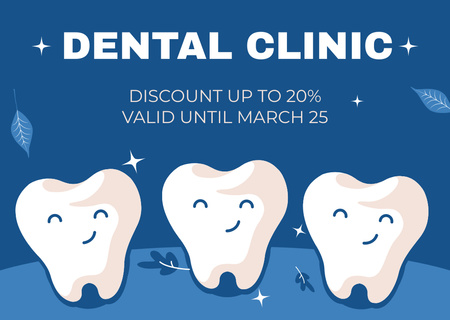 Dental Clinic Ad with Smiling Teeth Card tervezősablon