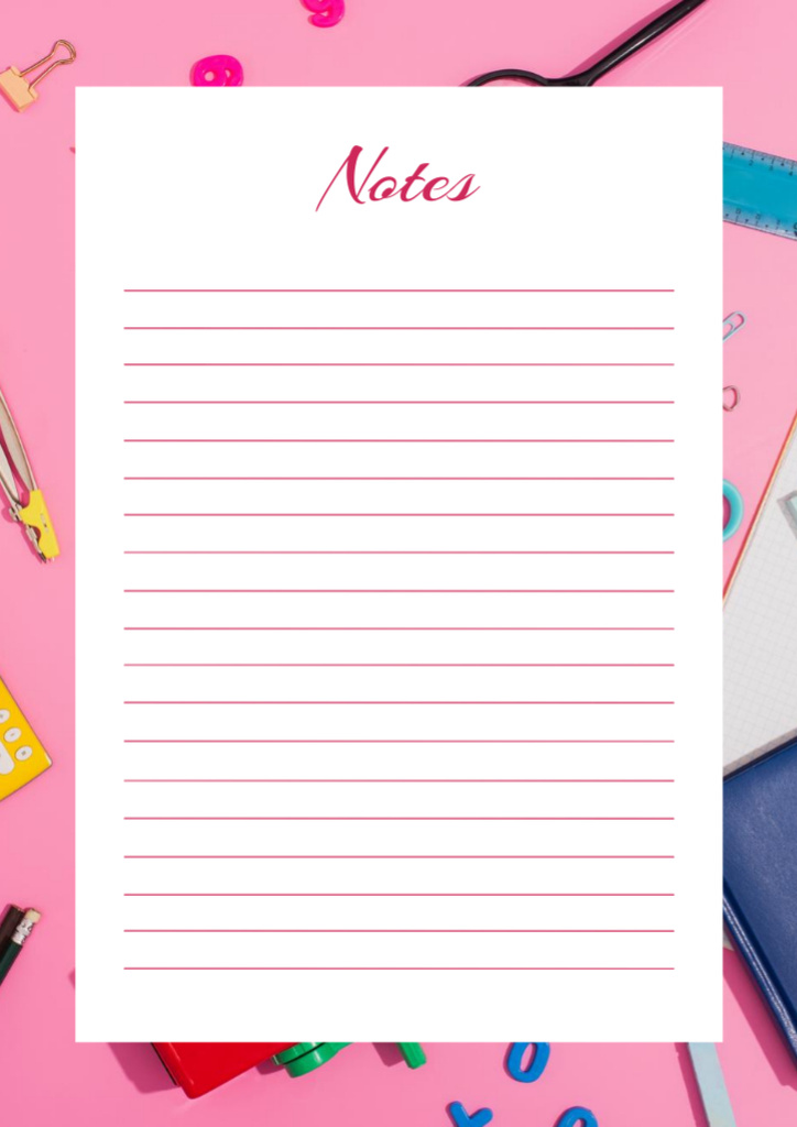Pink Notebook Page for Notes Schedule Planner Design Template