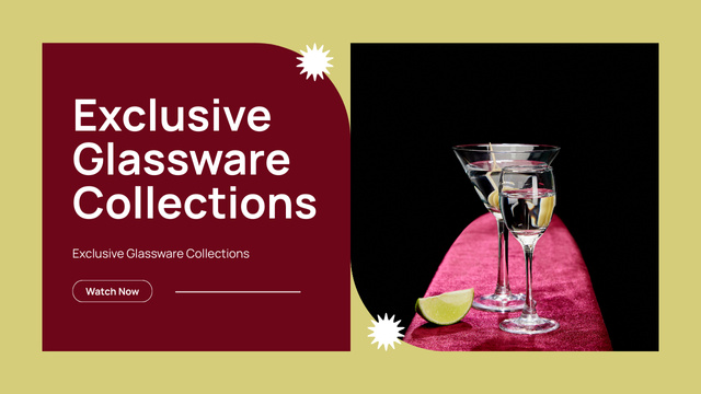 Ontwerpsjabloon van Youtube Thumbnail van Exclusive Glassware Collection