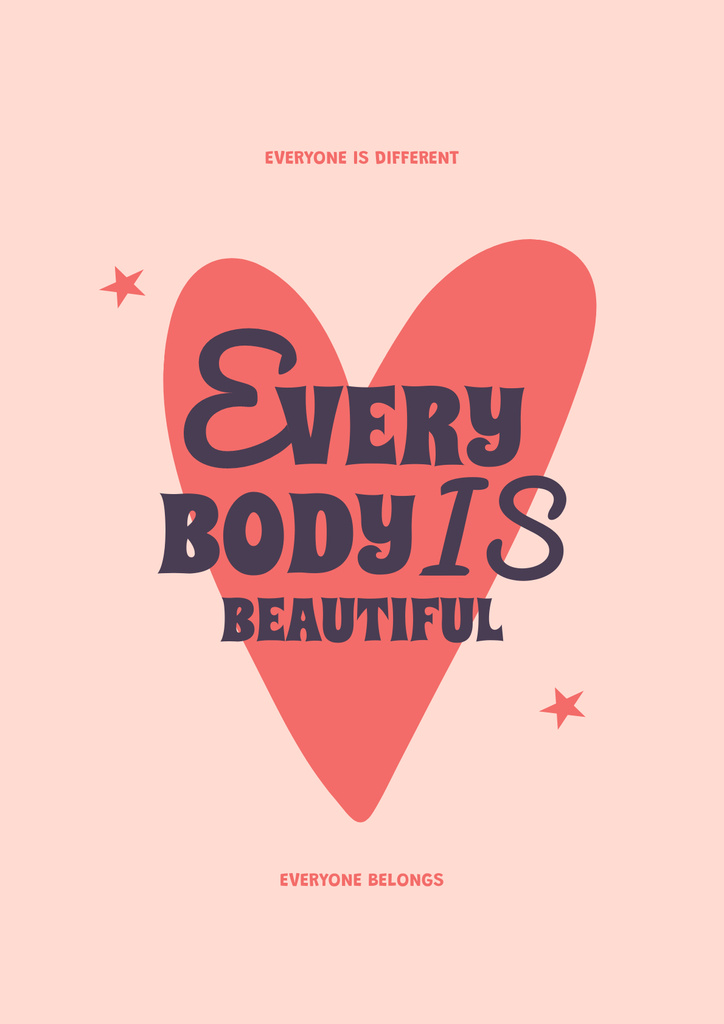 Phrase about Beauty of Diversity with Heart Poster Πρότυπο σχεδίασης