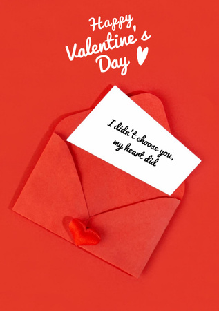 Valentine's Day Greeting in Envelope with Heart Postcard A5 Vertical Design Template
