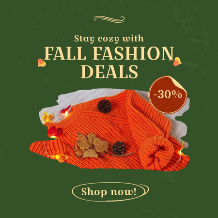 Best Fall Clothes With Discount Due To Thanksgiving Day Animated Post Design Template