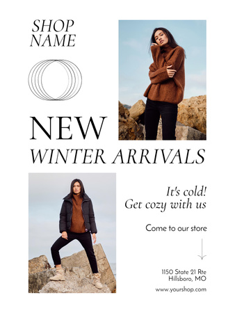 Designvorlage Ankündigung der neuen Winterkleidungskollektion für Poster US