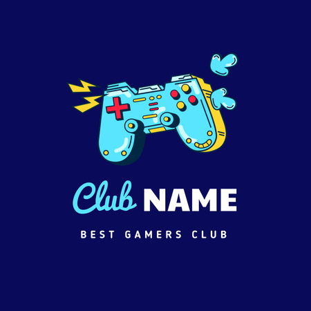 Gamers Club With Illustrated Console Animated Logo Design Template