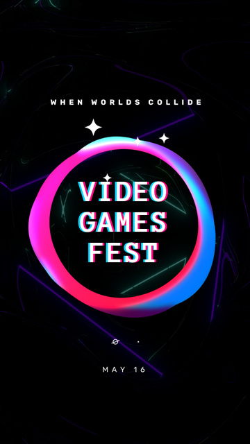 Ontwerpsjabloon van TikTok Video van Video Games Fest With Console In Black