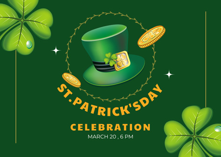 St. Patrick's Day Celebration with Green Hat Card Design Template